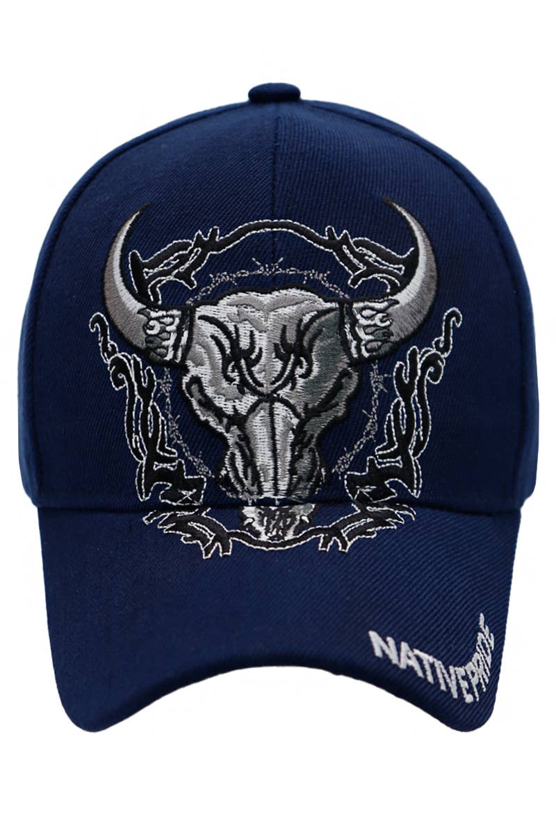 Cap Zone - Wholesale Baseball Cap - Unisex - Fierce Longhorn Skull Native Pride Baseball Cap7