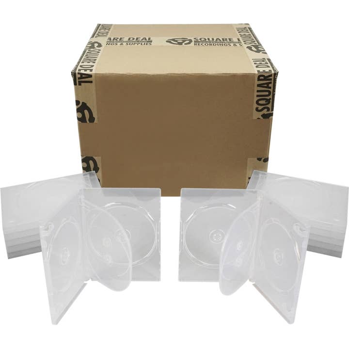Square Deal Recordings & Supplies – wholesale Jewellery box/organiser – Cases - DVD 4-Disc Cap - Clear, Slim W/ Hinged Tray - 14mm