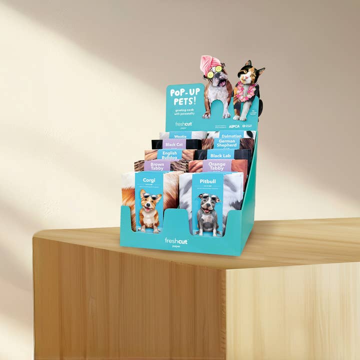 FreshCut Paper LLC - Wholesale Retailer Display - Pets - Pets Table Top 10 Pocket Cardboard Display (DISPLAY ONLY)