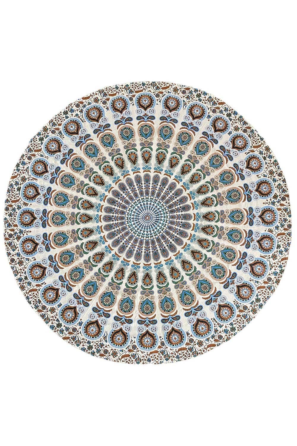 Sunshine Joy - Vente Nappes - Tapisserie ronde Mandala bleu/rouge1