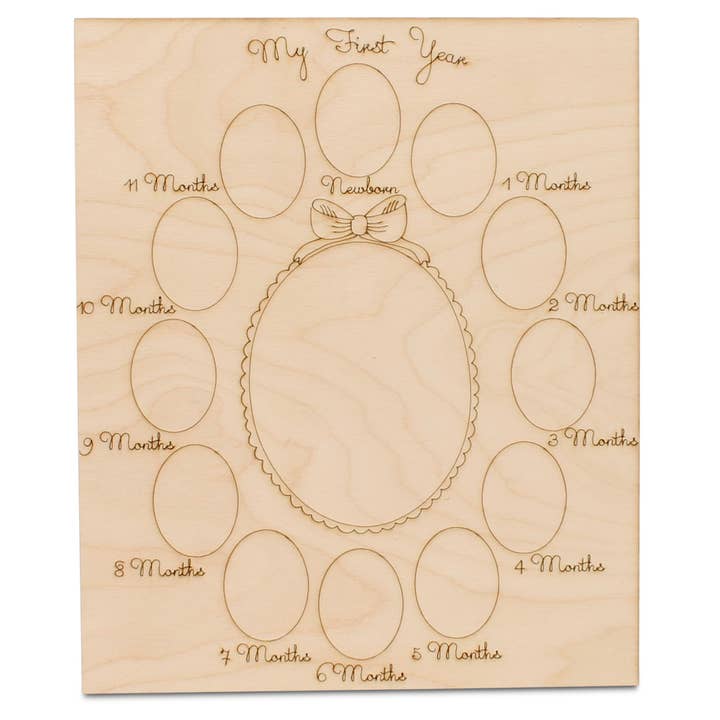Woodpeckers Crafts - Wholesale Cutouts - "My First Year" Baby Milestone Picture Frame, Bow Style