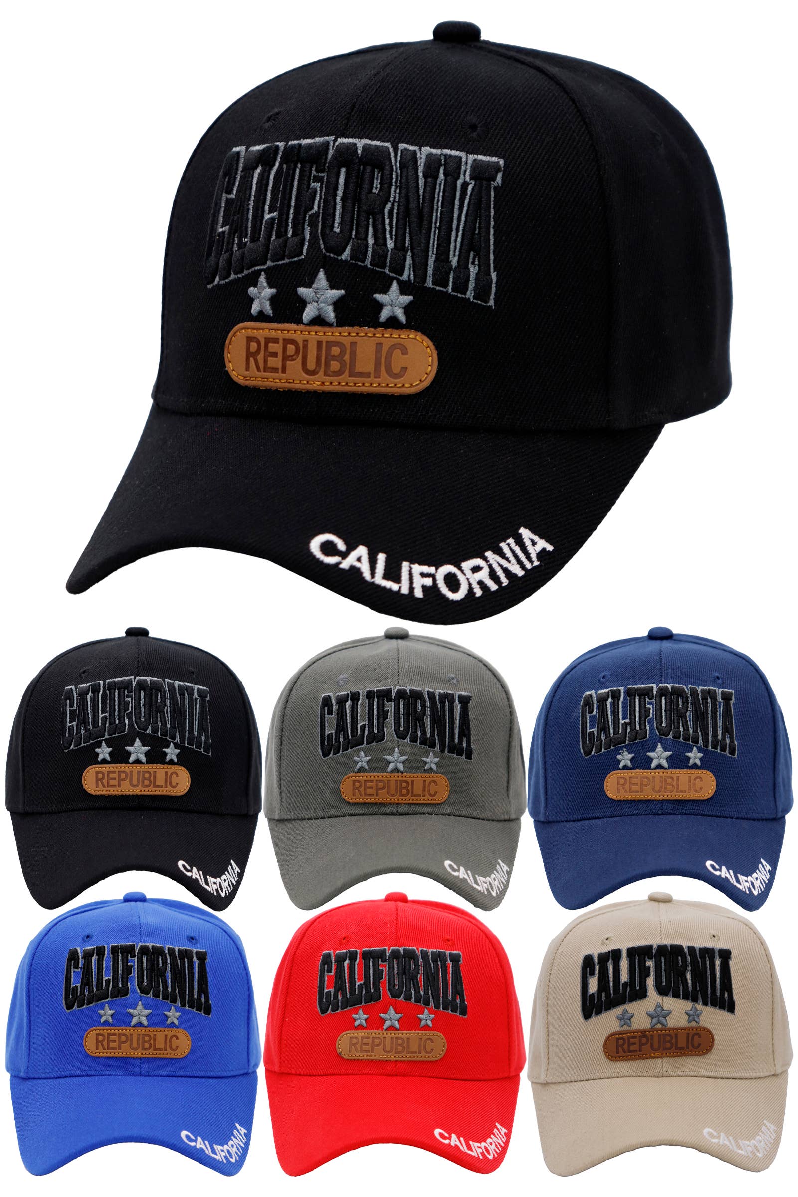 Cap Zone - Vendita all'ingrosso Cappellino da baseball - Unisex - Berretto da baseball con chiusura in velcro della California Republic0
