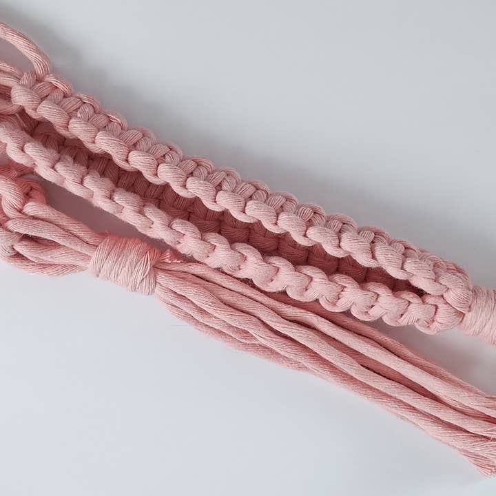 Classic Macrame Plant Hanger - Pale Pink for wholesale by Hedge Crafts By Kristina