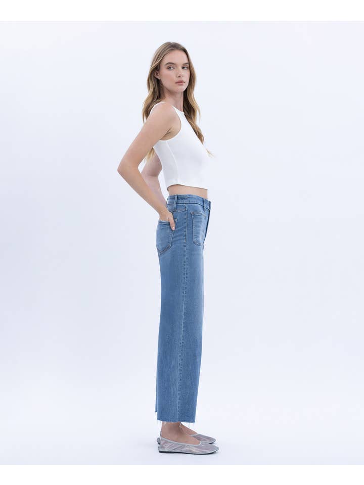 SERENE PROMISE HIGH RISE COMFORT WAISTBAND CROP WIDE JEANS T6947 for wholesale on Faire7