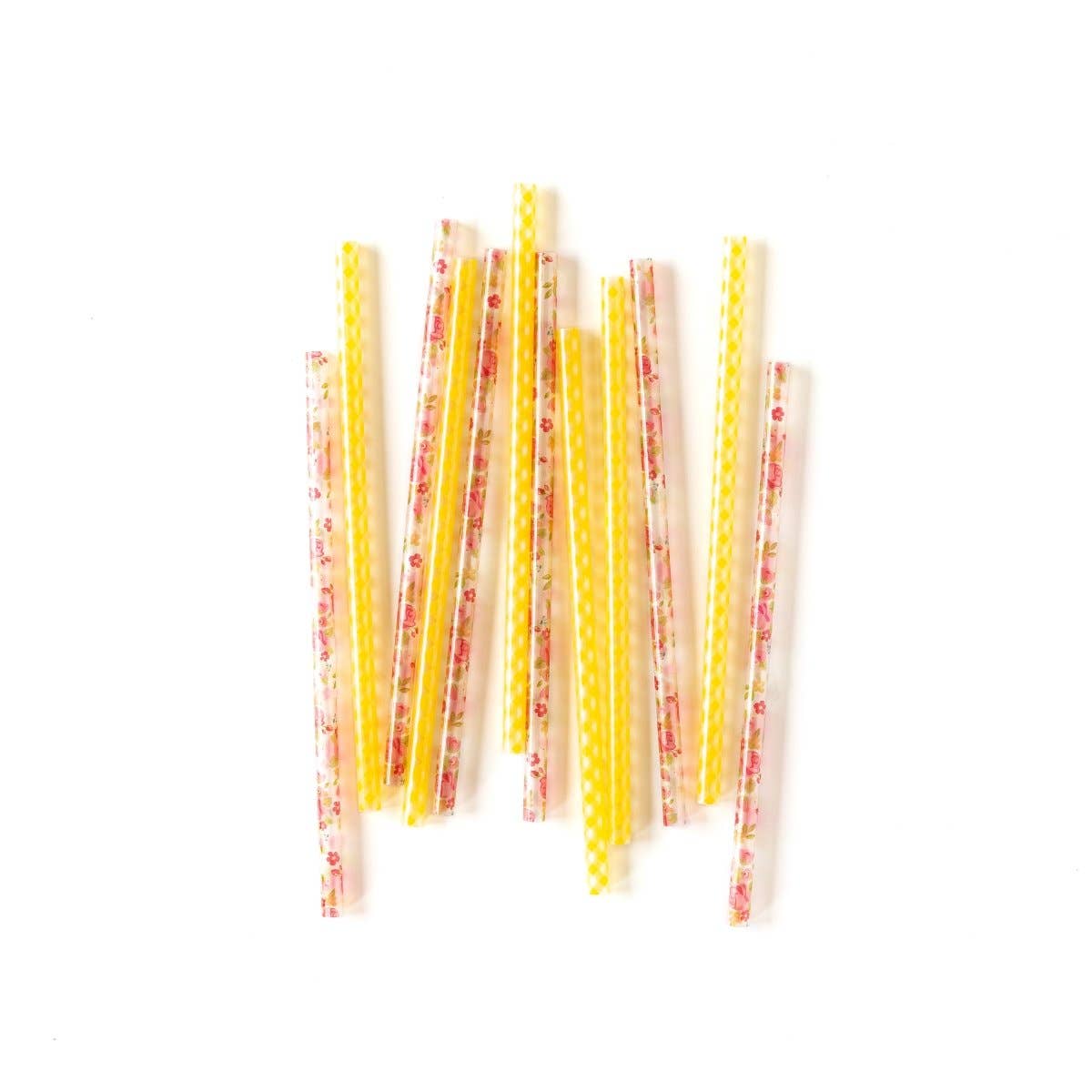 My Mind’s Eye – wholesale Drinking straw – PLSS133 - Bright Gingham Floral Reusable Straws2