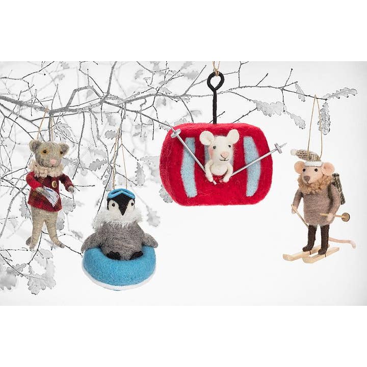 Abbott - Wholesale Ornament - Skiing Mouse in Gondola Ornament1
