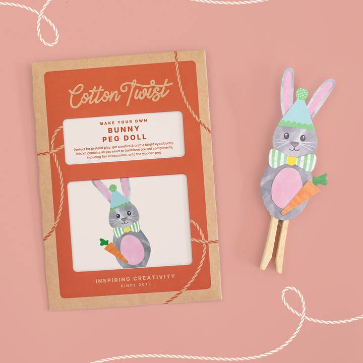 Make Your Own Bunny Peg Doll Kit for wholesale by Cotton Twist (WE PREPAY ALL US DUTIES)
