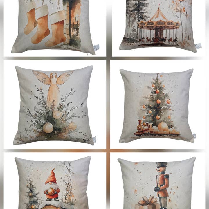 Conjunto de 6 capas de almofada Vintage Christmas por atacado de Lunaria Lab