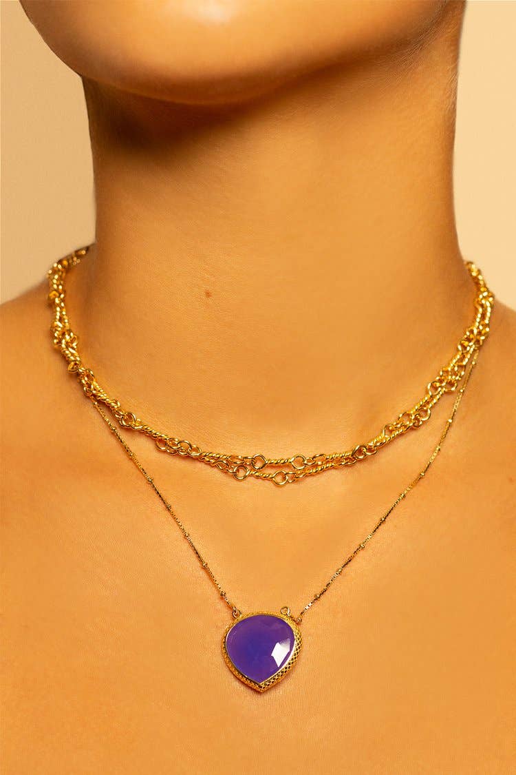 Atelier Coralia Leets fashion Jewelry – Engroshandel Halskæde med vedhæng – Lilla vedhæng halskæde 20mm1