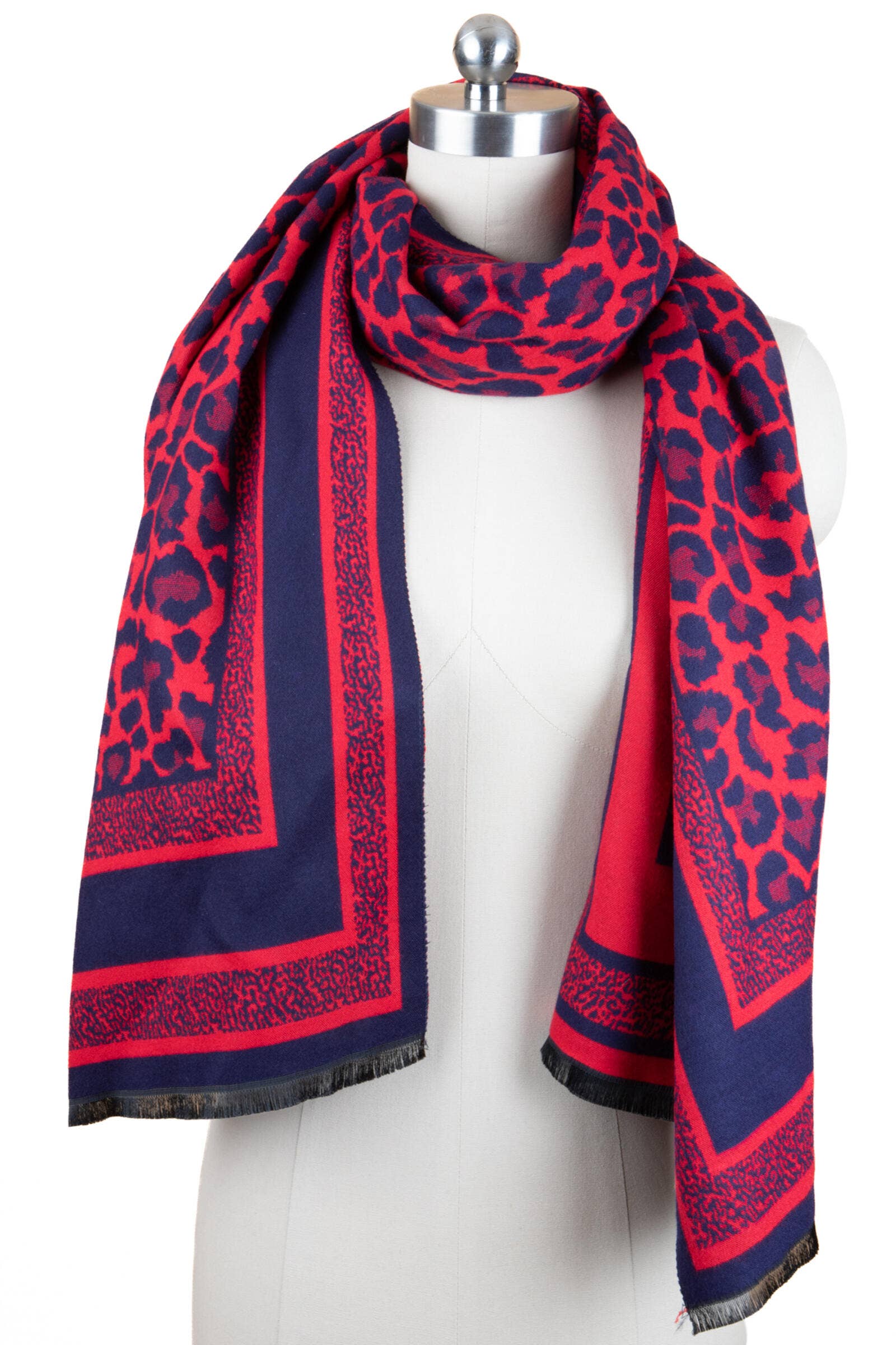 SAACHI - Wholesale Scarf - Women's - Reversible Leopard Pattern Scarf7