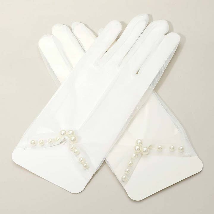 Sensibling Corp. - Wholesale Gloves – Women's - Dressy Pearl Wrist Detail Sheer Gloves1