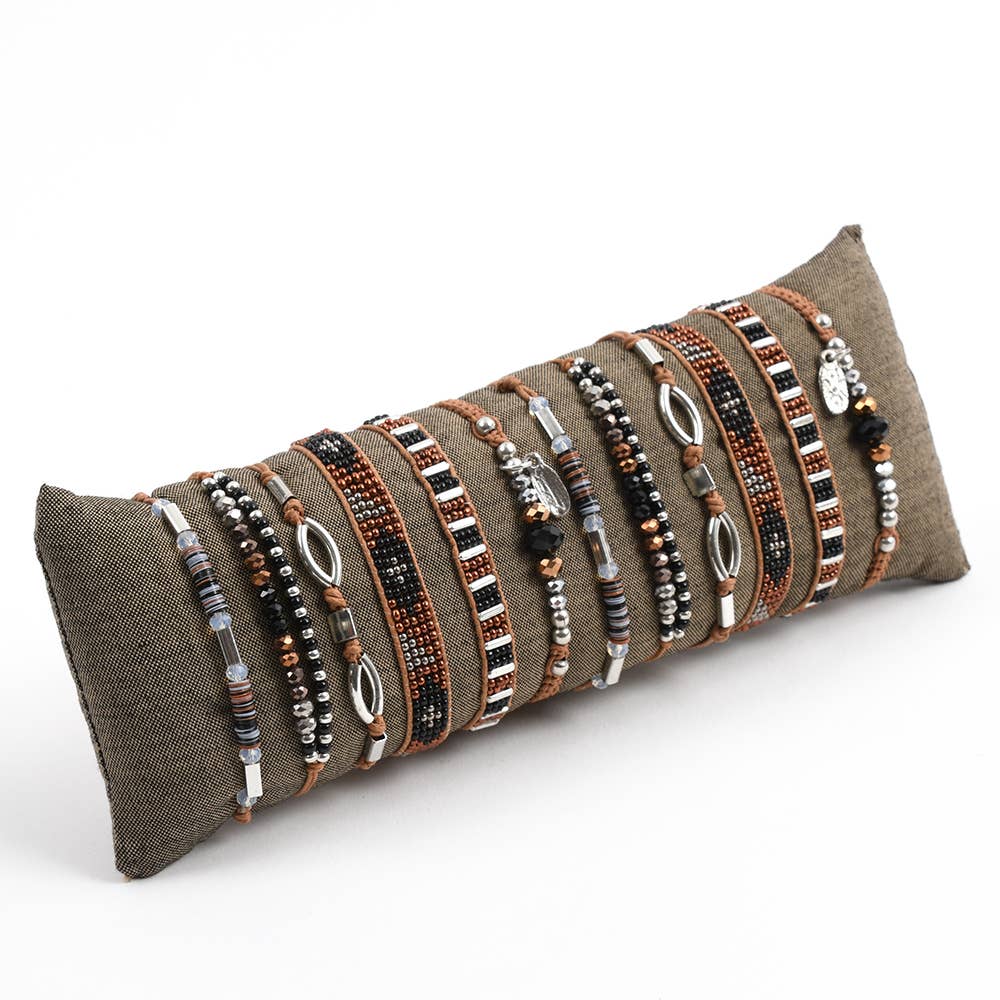 Pink House Imports - Vente Bracelet de perles - Lot de 12 bracelets coulissants perlés combo2