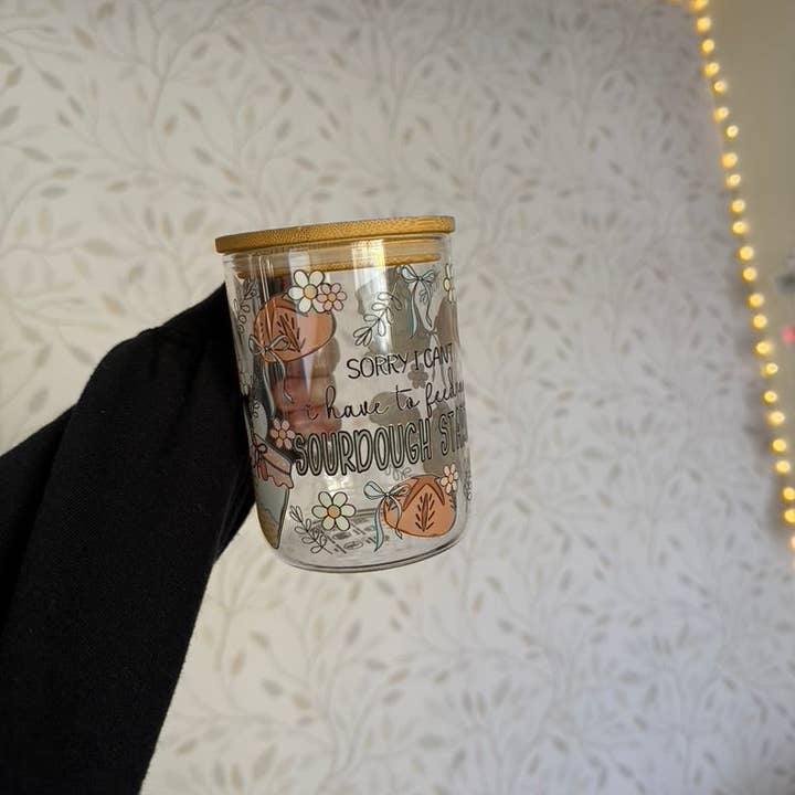 SKS Design Studio - Wholesale Coffee Mug - Sorry I Can't, I Have to Feed My Sourdough Starter | UVDTF | 15oz Mug with Handle, Bamboo Lid & Straw1