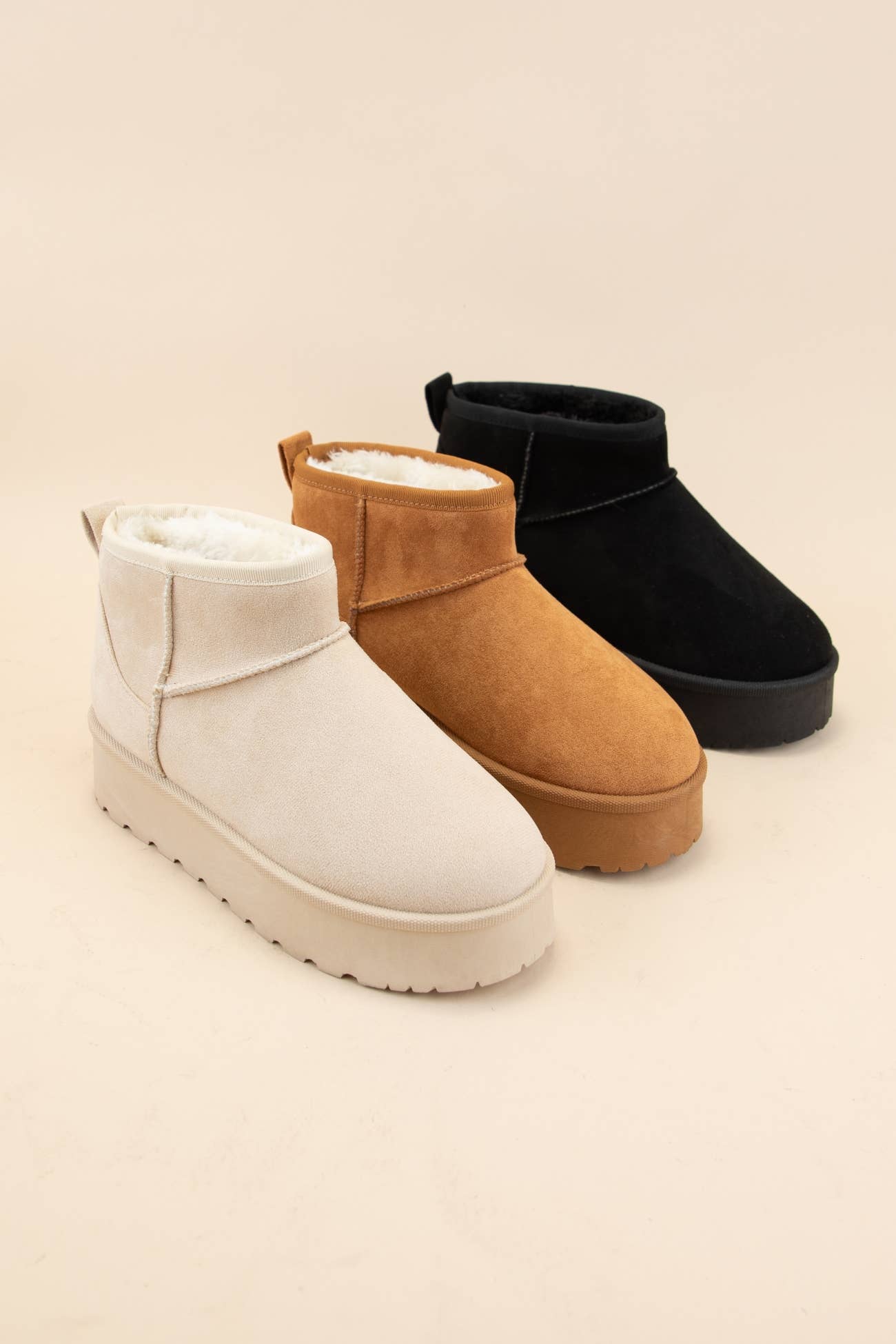 CCOCCI - Wholesale Booties – Women's - DORAH-2 PLATFORM COZY SHERPA FUR-LINED ANKLE BOOTS