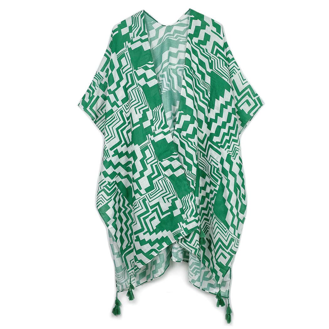 Fashion City – Engroshandel Kimono - Dame – Geometrisk Print Åben Front Kimono14