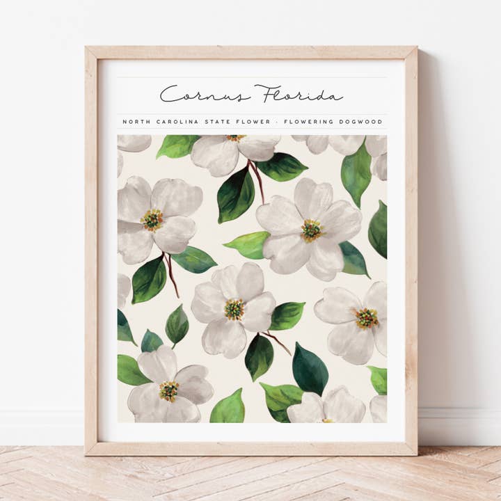 North Carolina State Flower Art for wholesale by Backstory Map Co.