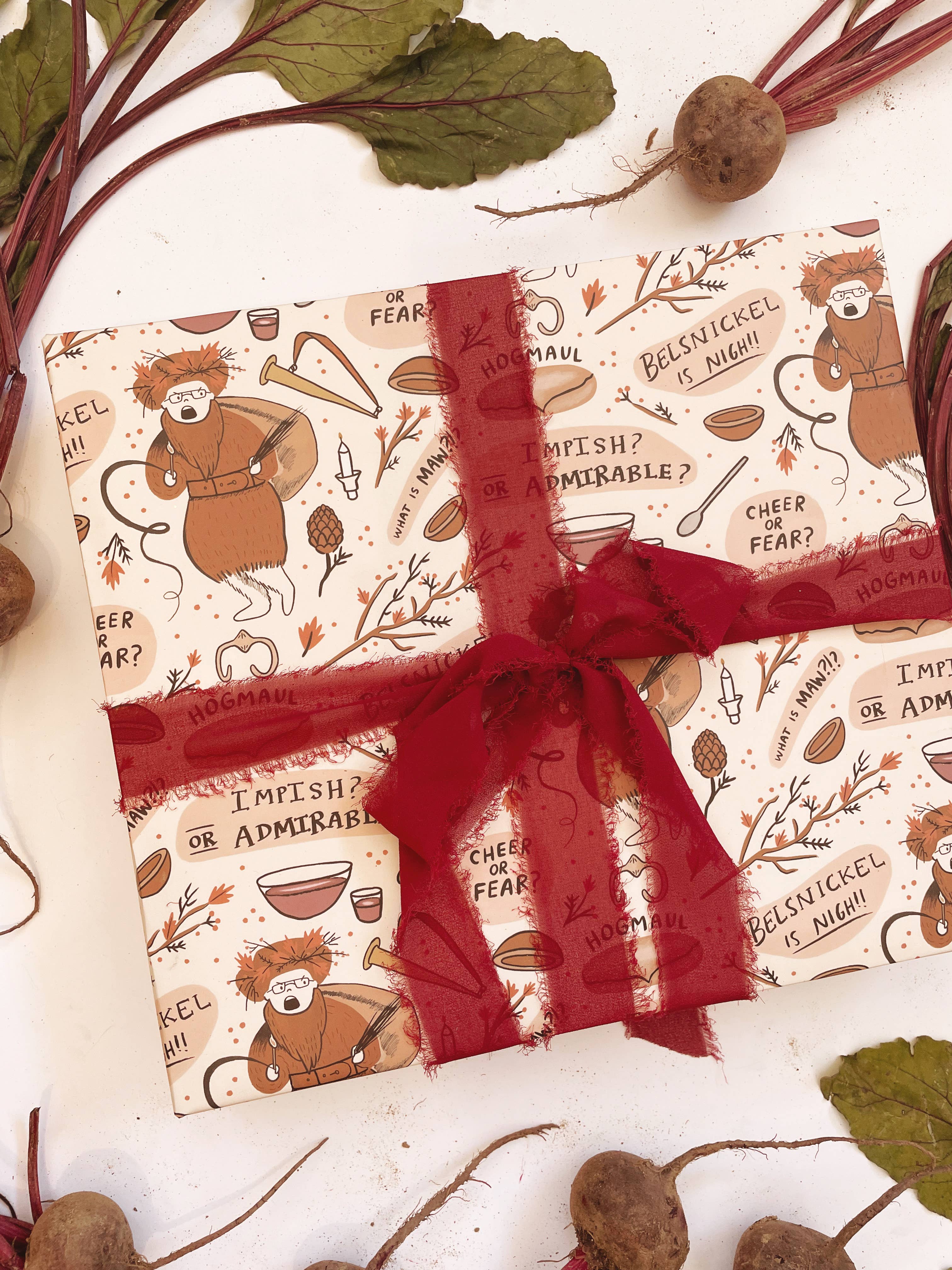 Abbie Ren Illustration – Großhandel Geschenkpapierrolle – Belsnickel is Nigh Christmas Geschenkpapier, 3-Blatt-Rolle3