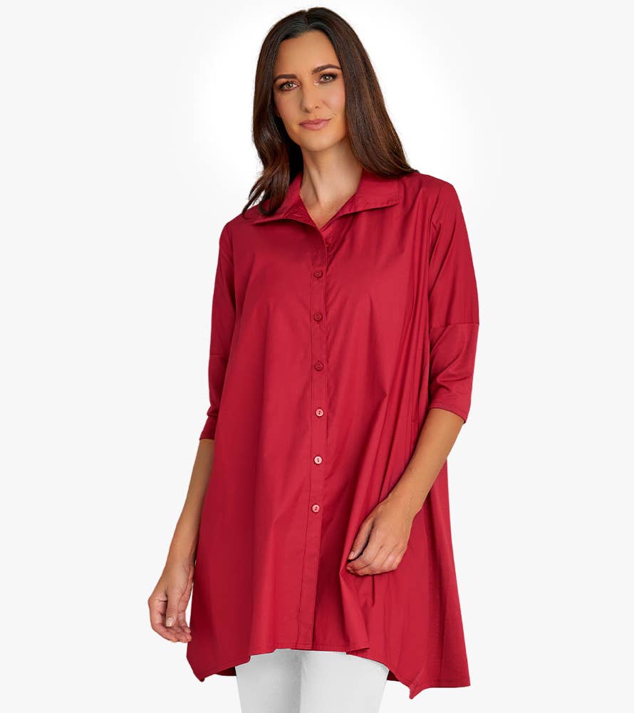 Stella Carakasi - Wholesale Tunic - Women's - Women's 3/4 Sleeve A-Line Cotton Poplin Tiburon Tunic Icon35