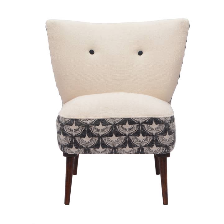 LR Home - Wholesale Chair - Handmade Cream/Charcoal Geometric Organic Cotton Chair