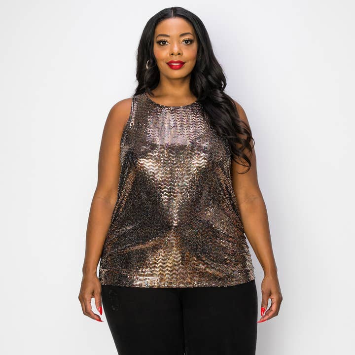 SEQUIN SIDE RUCHED TANK CURVE for wholesale by Coin 1804