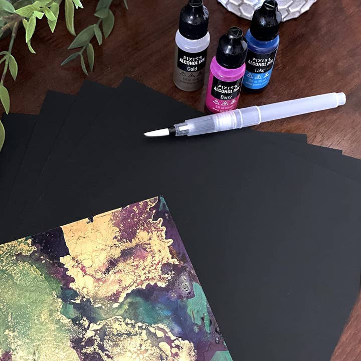 Pixiss - Wholesale Painting Paper - Black Alcohol Ink Heavy Paper Roll - Synthetic Paper