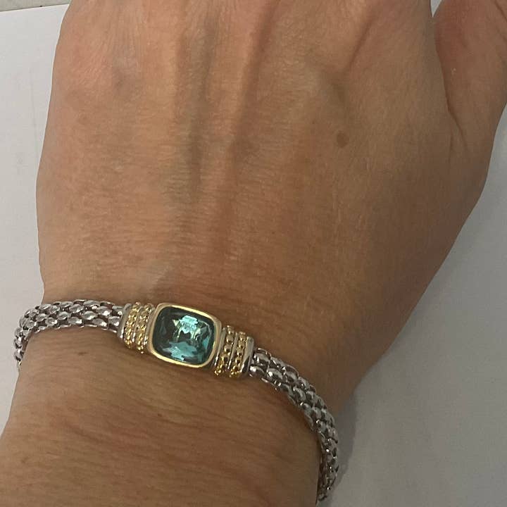 Beaded Blue Cushion Station Bracelet for wholesale by My Best Kept Jewelry