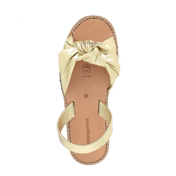 Avarca Bahia Metal Oro – Goldene Ledersandale für den Sommer für den Großhandel von Minorquines