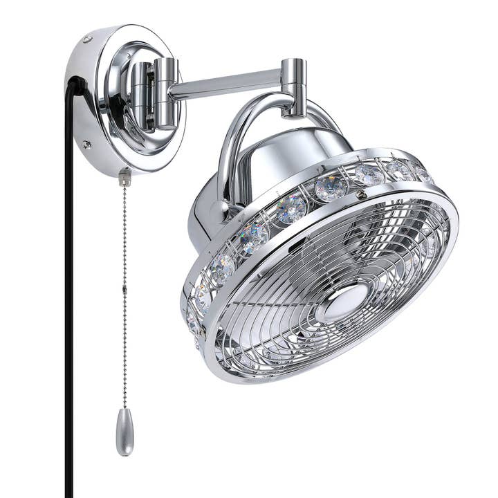 Brio Lighting - Wholesale Ceiling Fan - Luxe 10" Brushed Chrome 3-Speeds Wall Fan with Pull Chain8