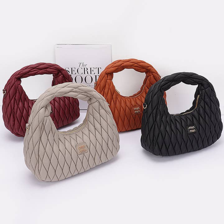 3AM BY H&D ACCESSORIES - Wholesale Clutch Bag - Women's - Quilted Faux Leather Hobo Bag