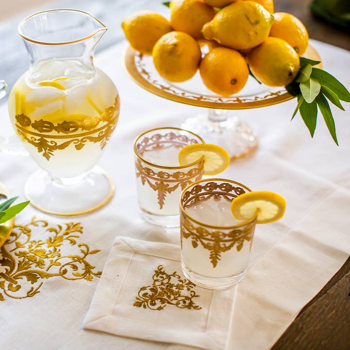 Arte Italica & Crown Linen Designs - Wholesale Cocktail/Liquor Glass - Vetro Gold Double Old Fashioned Glass5