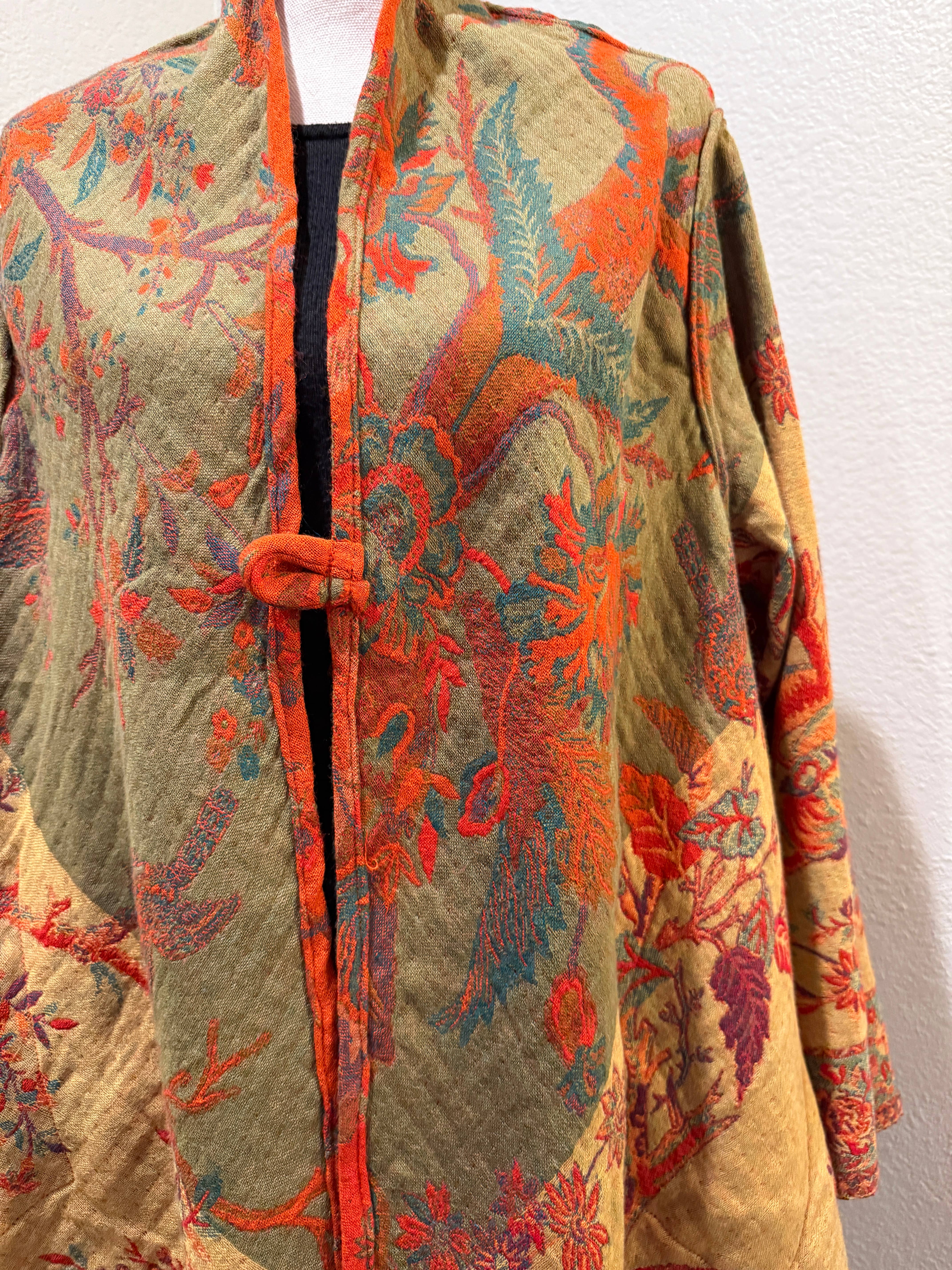 In Style Scarves - Wholesale Jacket - Women's - Reversible Merino Wool Duster Jacket in Tangerine Bird Color8