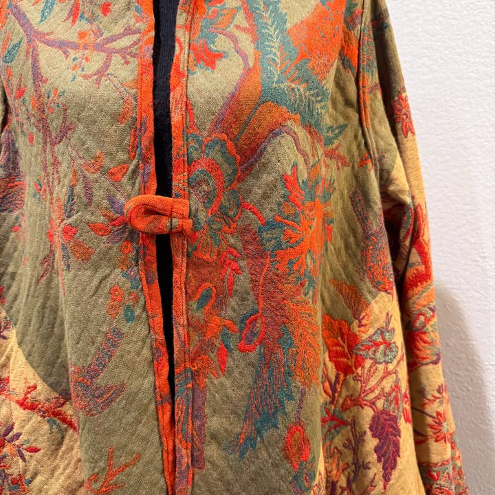 In Style Scarves - Wholesale Jacket - Women's - Reversible Merino Wool Duster Jacket in Tangerine Bird Color8