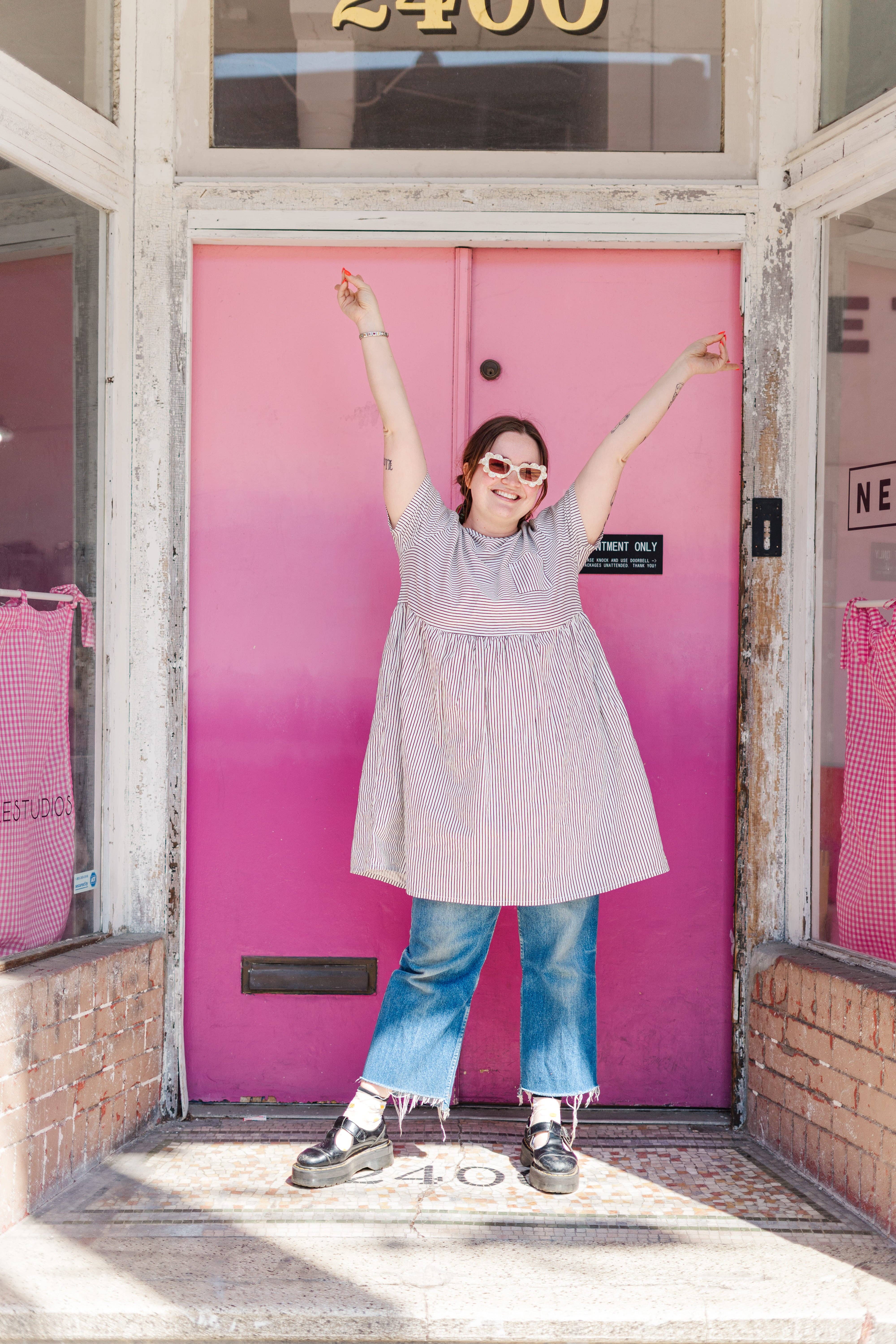 Nettle Studios - Wholesale Dress - Women's - Size Inclusive Plus Size Shirt Dress Pockets Striped Linen20