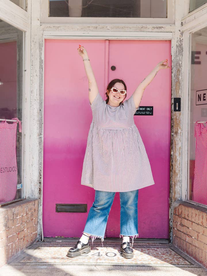 Nettle Studios - Wholesale Dress - Women's - Size Inclusive Plus Size Shirt Dress Pockets Striped Linen20