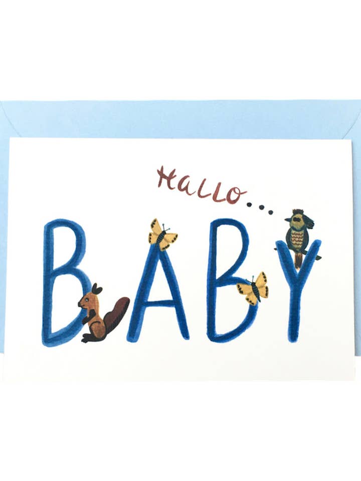 Blue Baby Boy | New Baby Card for wholesale by Colourina Design