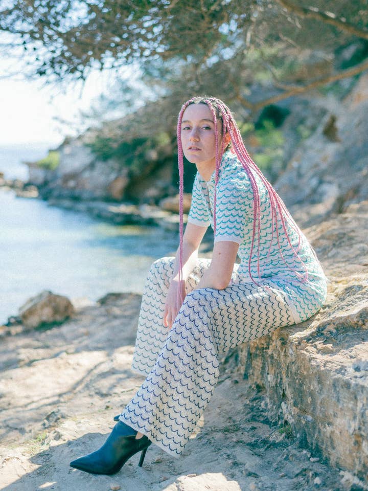 Pantalón largo y ancho de punto de algodón ligero marino para venta al por mayor de relax baby be cool