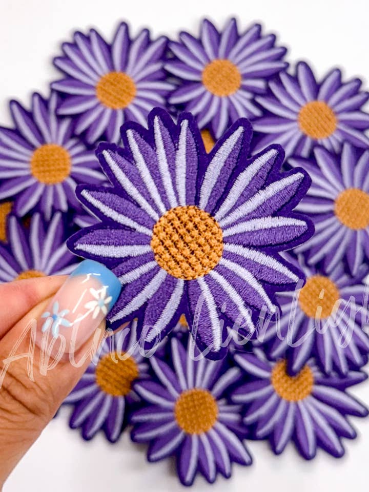 purple daisy flower hat filler embroidery patch iron on for wholesale by ABLNco