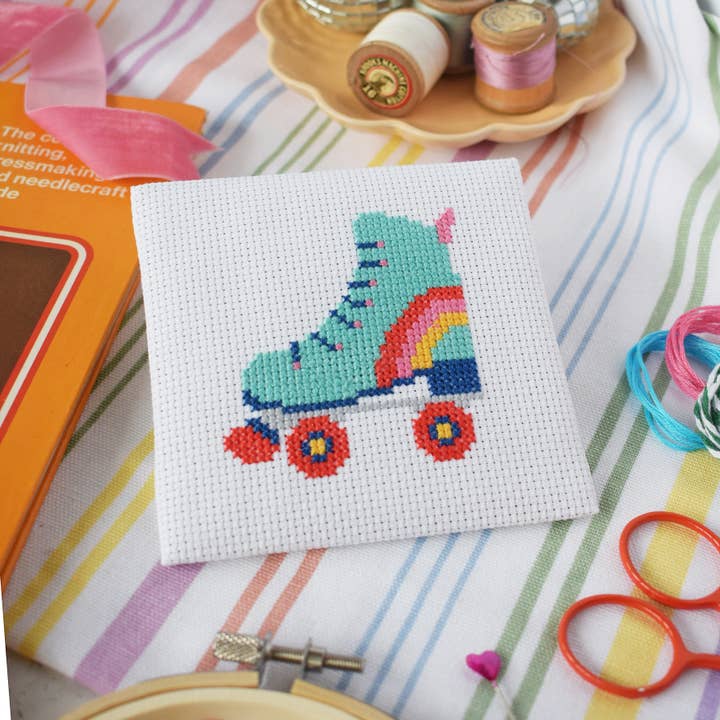 'Rollerboot' Mini Cross Stitch Kit for wholesale by The Make Arcade