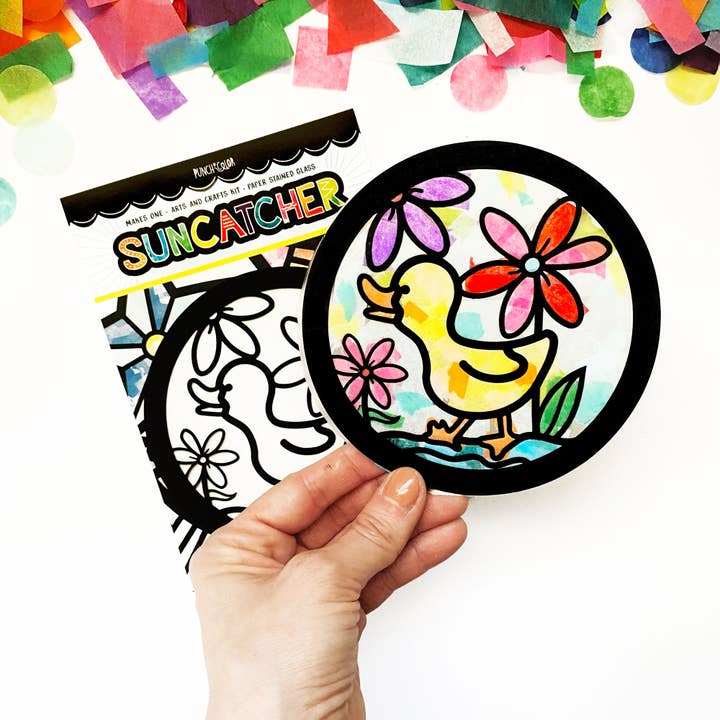 Punch of Color - Vente Kit de bricolage – enfant - Kit de bricolage Duck Paper Suncatcher