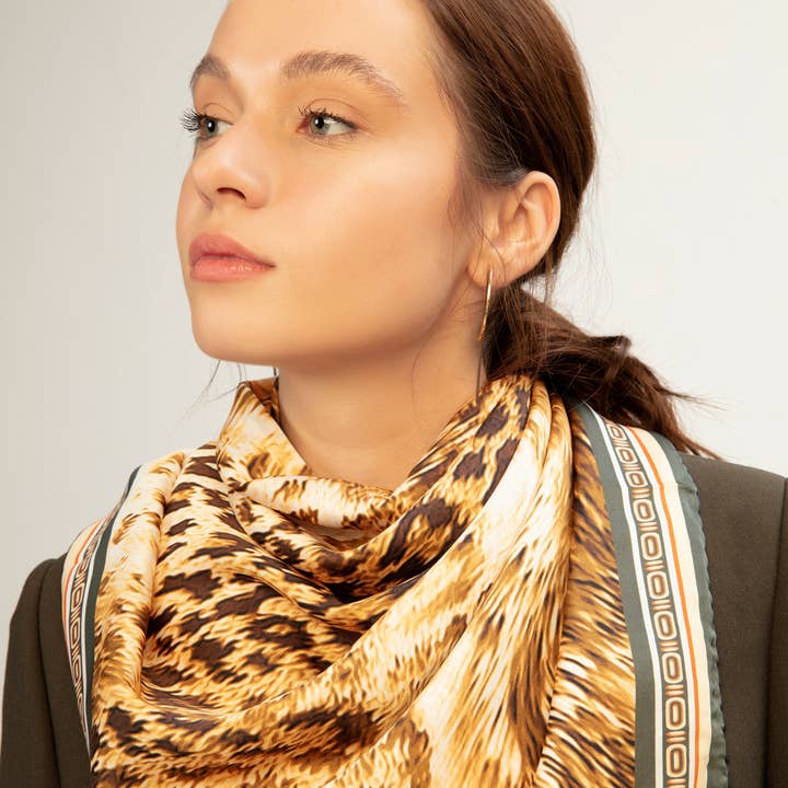 LEOPARD SCARF + BRACELET GIFT SET for wholesale by Silk and River