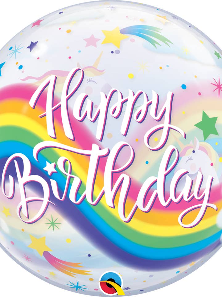 HAPPY BIRTHDAY UNICORN BUBBLE BALLOON for wholesale by Mis Globos