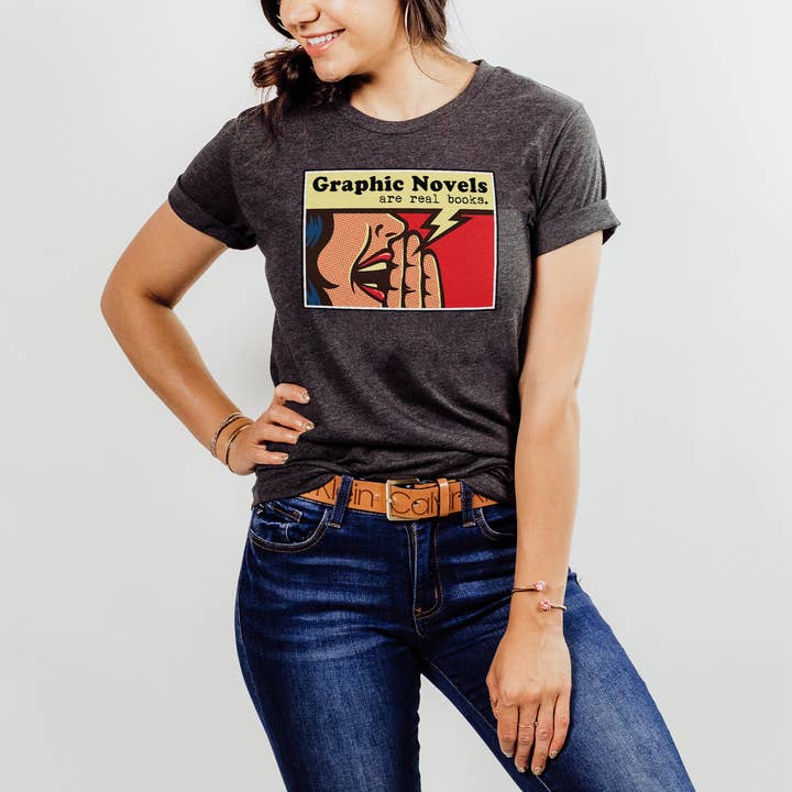 Graphic Novels are Real Books Short Sleeve T-shirt for wholesale by Keen Bee Studio