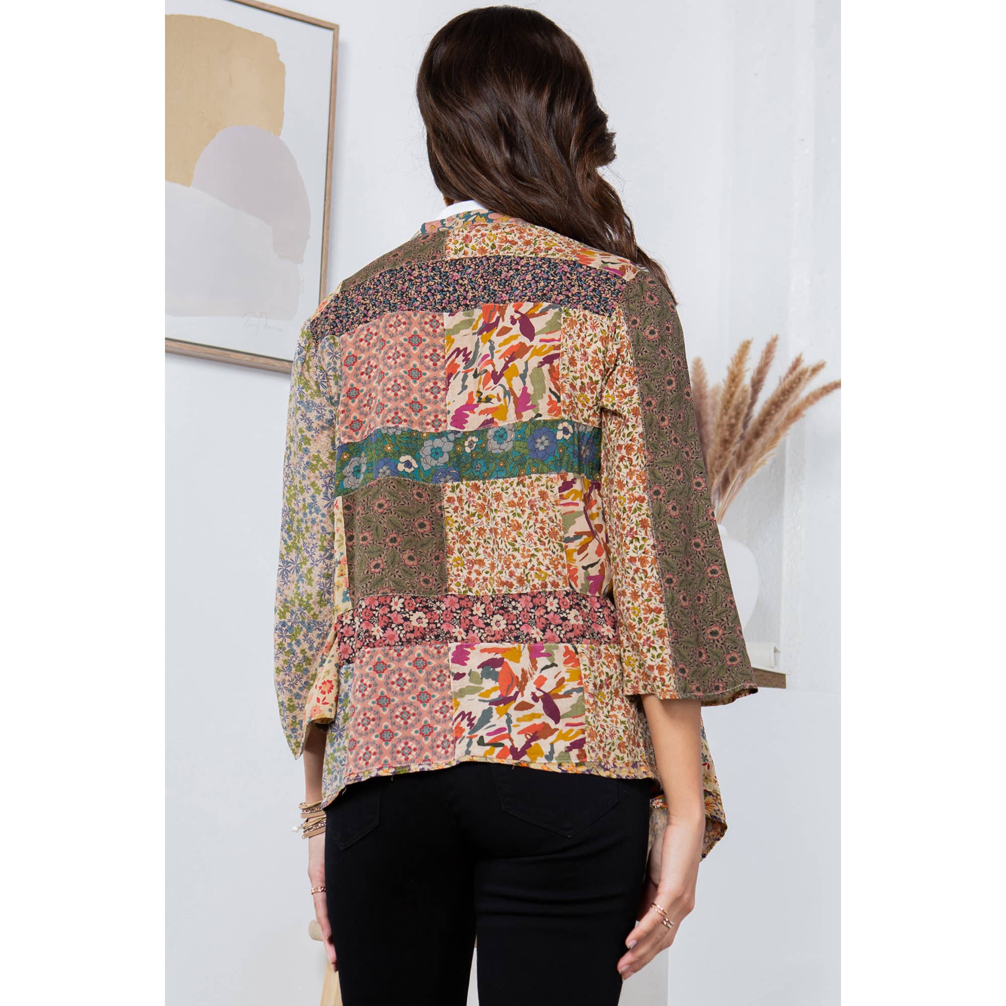 Young Threads - Wholesale Kimono - Women's - Patchwork Kimono Cardigan With 3/4 Sleeve7