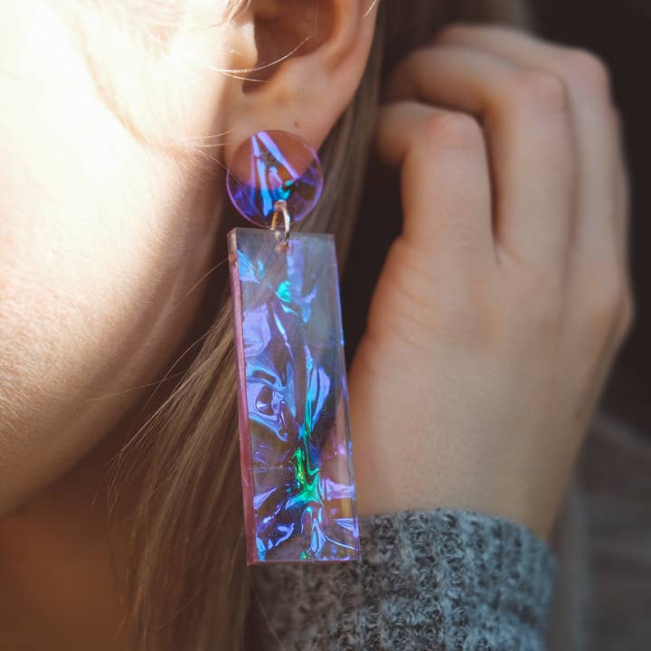 Amber Lilla Iriserende Bar Dangles for engroshandel hos BAT/DOG Jewelry Design