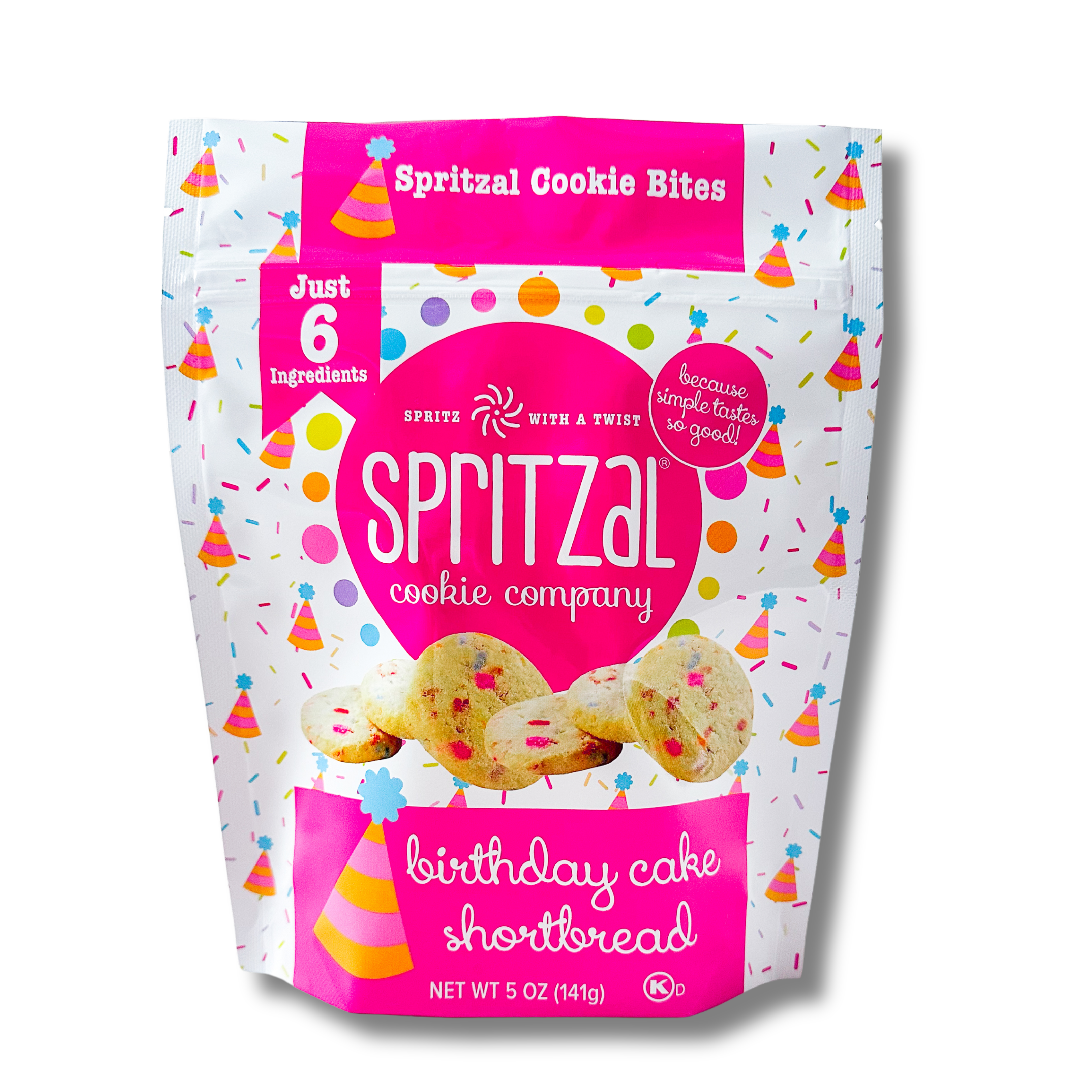 Spritzal Cookie Company - Venta al por mayor Galletas - Bocaditos de Galleta de Mantequilla Sabor Tarta de Cumpleaños 5oz - Caja de 81