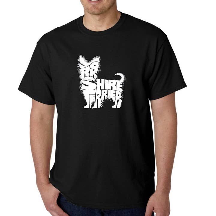 LA Pop Art Men's Word Art T-shirt - Yorkie for wholesale by LA Pop Art