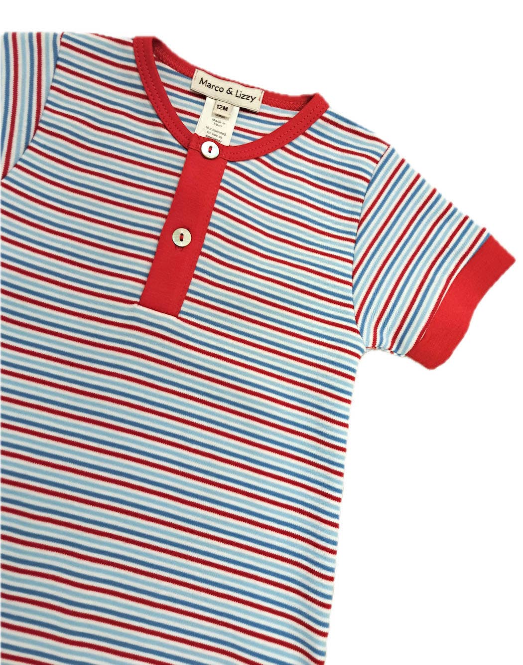 Marco and Lizzy - Vendita all'ingrosso Tutina (senza piedini) - Neonati - Pagliaccetto da bambino a righe rosse, bianche e blu2