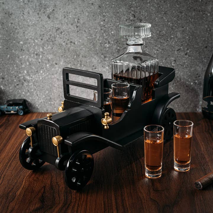 The Wine Savant / Khen Glassware - Wholesale Decanter - Old Fashioned Car Whiskey Decanter Set, Model T, Very Large