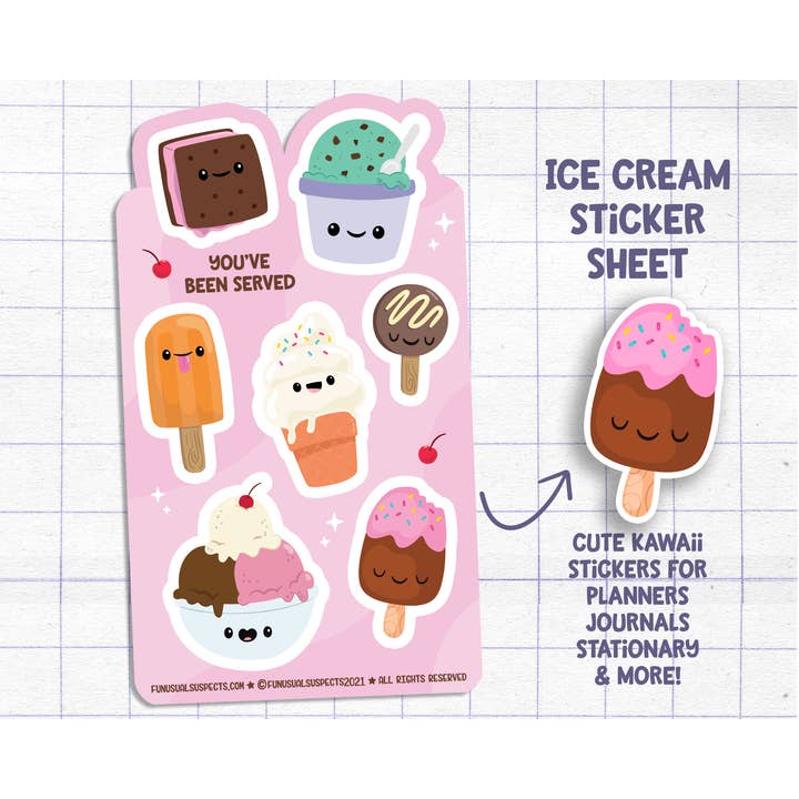 Ice Cream Sticker Sheet for wholesale by FunUsual Suspects