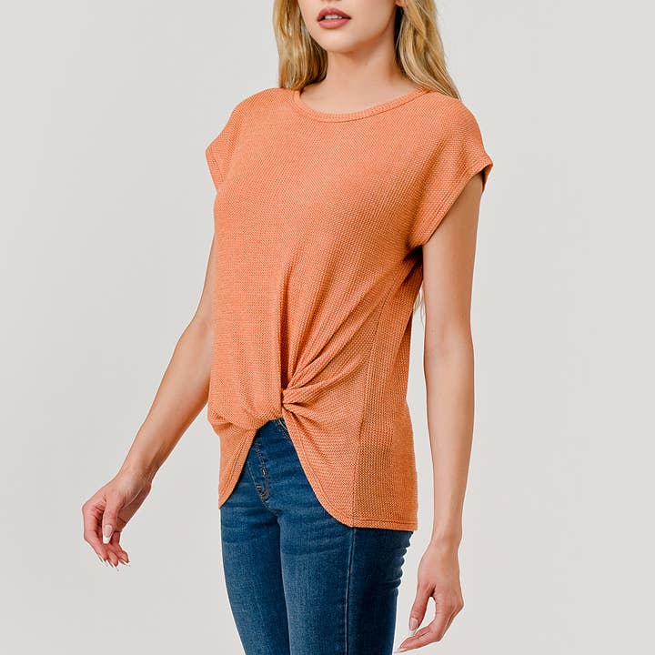 Heimious - Vente Haut en maille – femme - Haut en tricot à manches courtes et nœud décollé, T80512